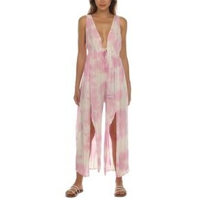 Women's Raviya Tie-Dye Front Slit Cover-Up Jumpsuit Pink M New With Tags